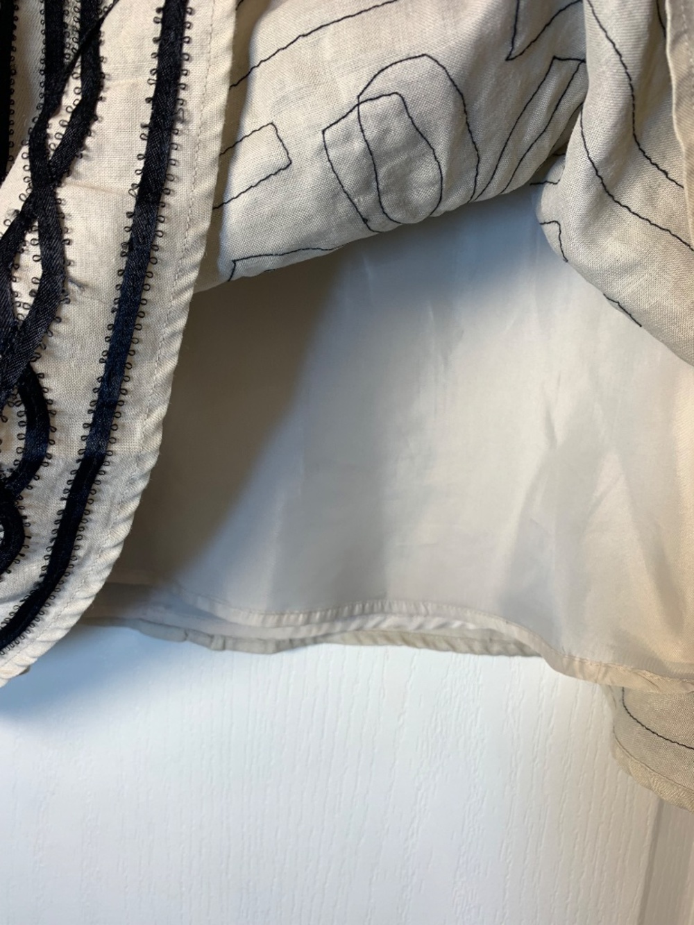 Women’s Embroidered A-Line Skirt in Cream and Black - Picture 3 of 9